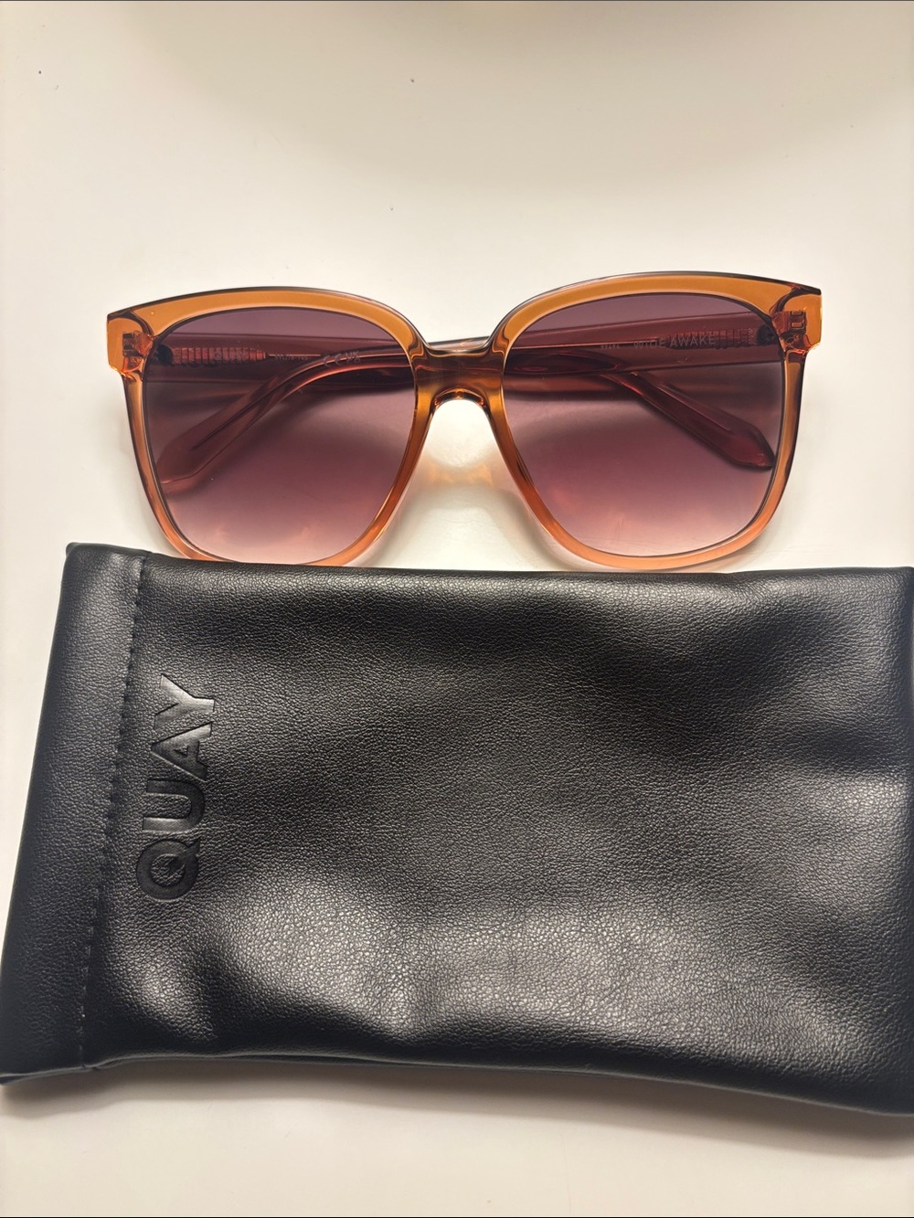 Quay Australia Amber Translucent Frame Sunglasses with Gradient Brown Lenses